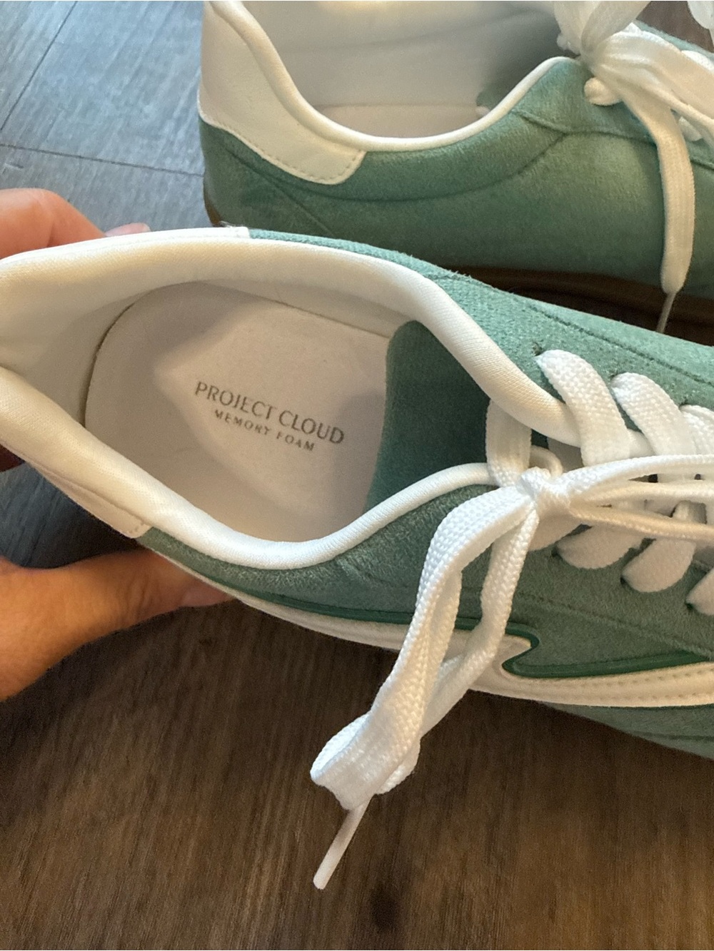 Project Cloud Mint Green Suede Retro Sneakers Women’s Size 10 Gum Sole - Picture 4 of 6